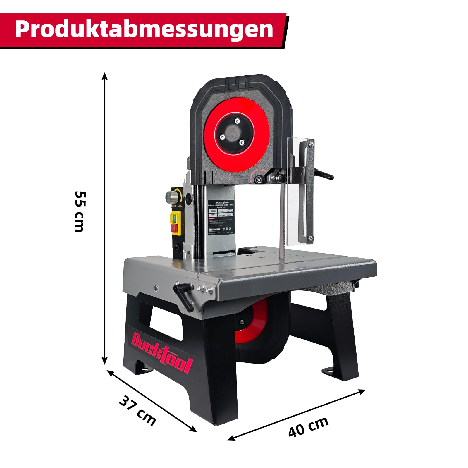 BUCKTOOL 127 mm Metallbandsäge, 1200W Bandsäge für Metall, 5 Inch Tisch-Bandsäge mit variabler Geschwindigkeit 0,7–2,4 m/s, mit Erweiterungstisch, für Werkstatt, Garage & Heimwerker