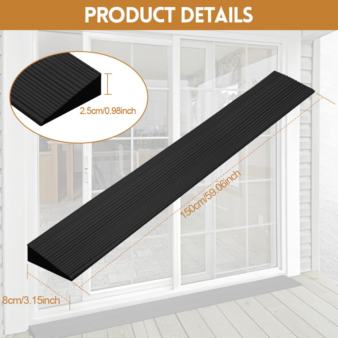 Türschwellenrampe Saugroboter, 150X8X2,5CM Schwellenrampe, Rampe für Saugroboter, Türschwellenrampe, rutschfeste Oberfläche, für Saugroboter Kinderwagen Rollator oder e Scooter (Schwarz)