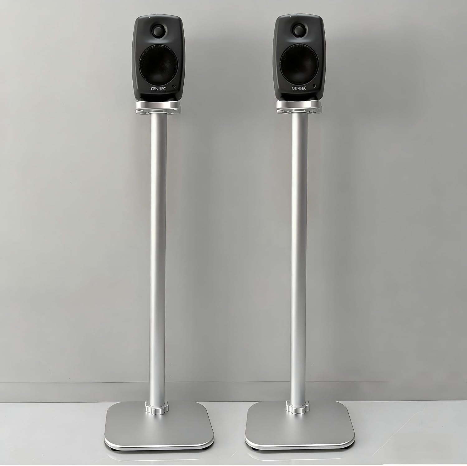 Speaker Stand Compatible with Genelec 8010/G1/ G One / 8010A/8310& XX1X Series Studio Monitors,Aluminum Alloy,Cable Management Easy Installation (8010/G1/XX1X Silver Pair)