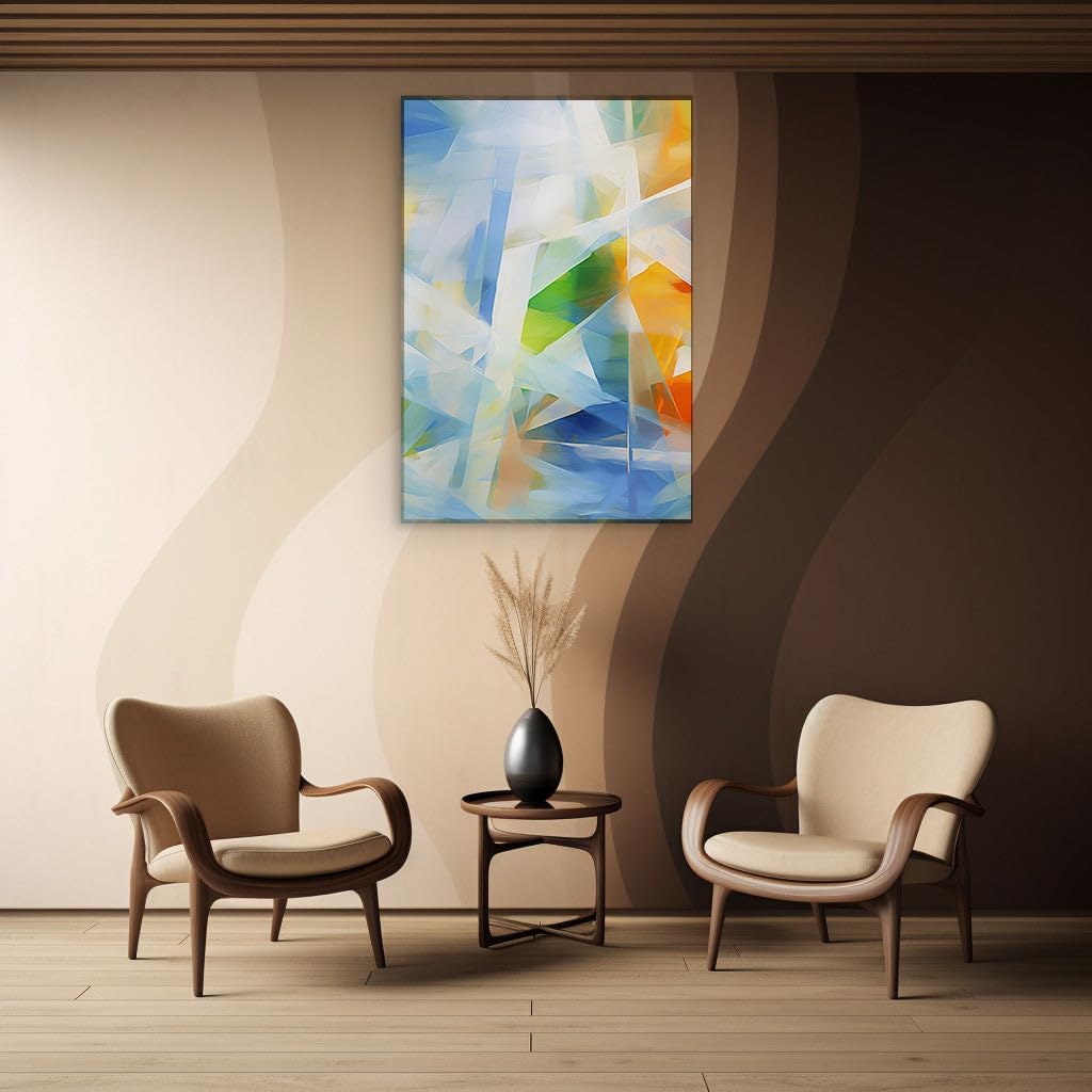 Canvas for Living room. Exploring the Vibrant Dance of Color and Shape in Abstract Digital Artistry, 27 x 18 inch Canvas Wall Art - Ready to Hang - 69x46 cm (27x18 inch)