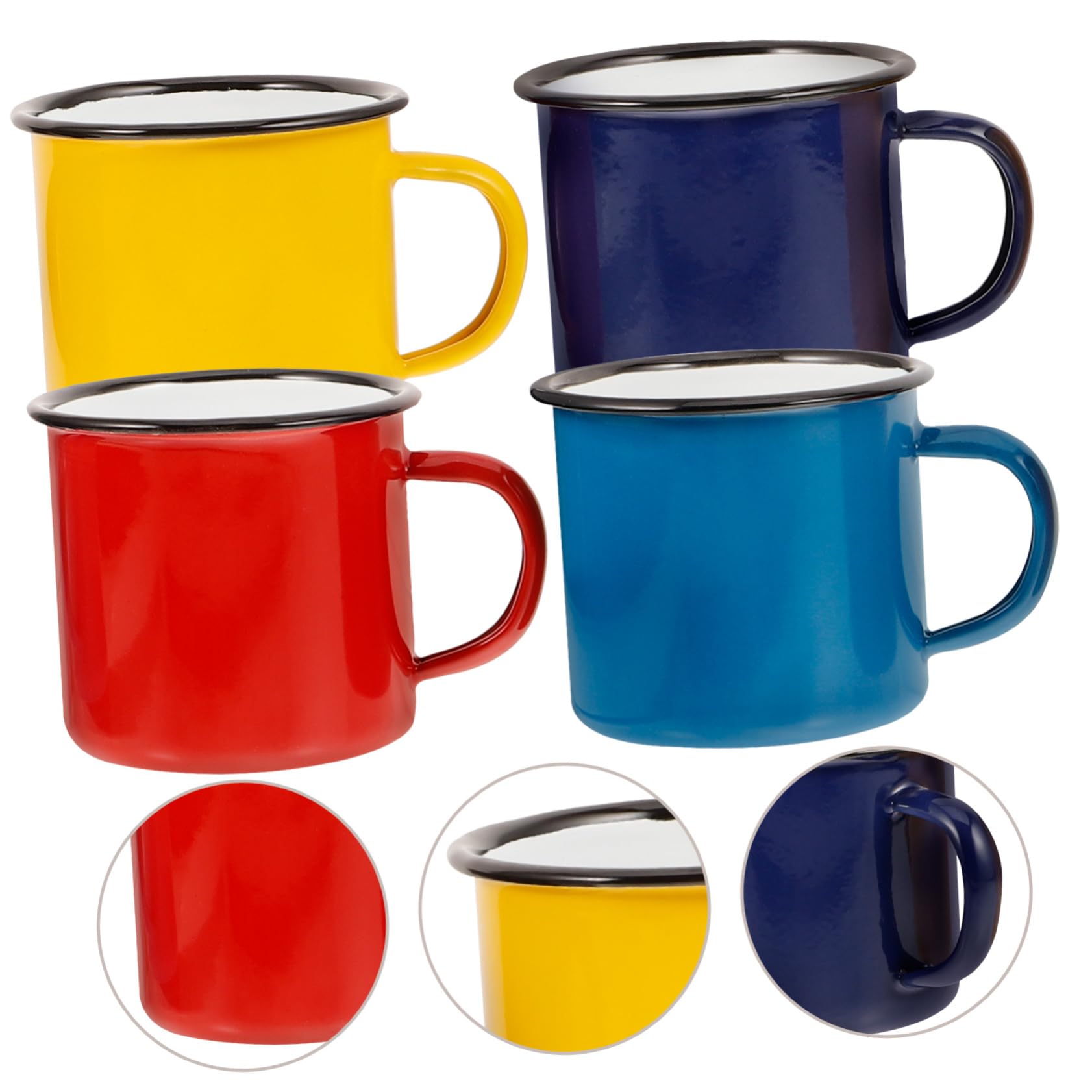4stücke Emaillebecher Wiederverwendbare Trinkbecher Geeignet für Tee Kaffee Milch Wasser Getränke Heiße Partybecher Weinbecher Bruch und Verformungsbeständig