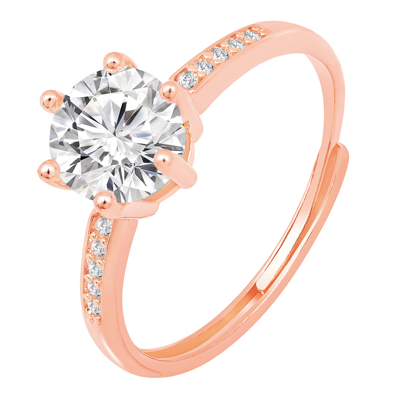 Peora Rose Gold Plated Cubic Zirconia Studded Solitaire Adjustable Finger Ring Fashion Stylish Jewellery for Girls & Women (B0C5RXB1J8) Amazon Price History, Amazon Price Tracker