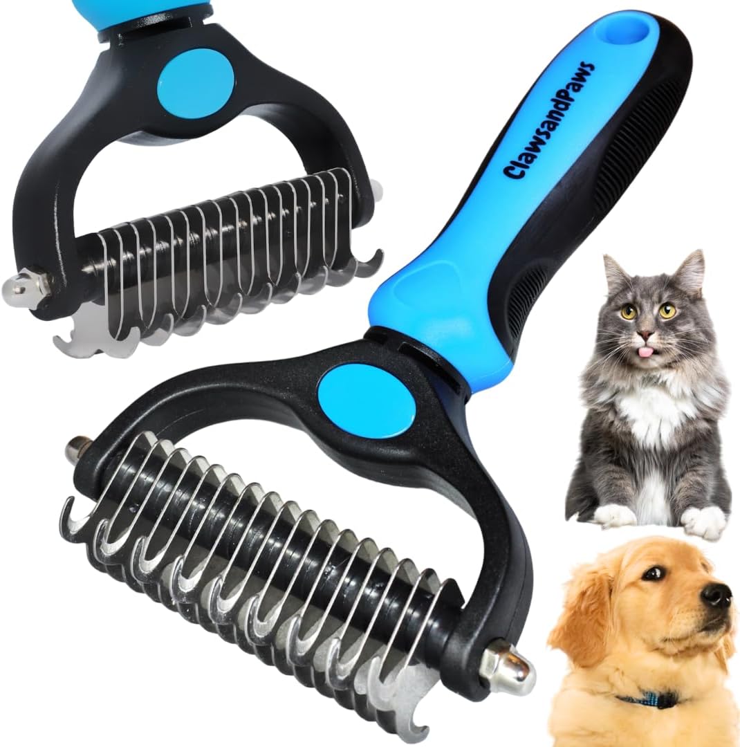 Clawsandpaws Professional Pet Grooming Brush, Shedding & Dematting Brush, Brush for