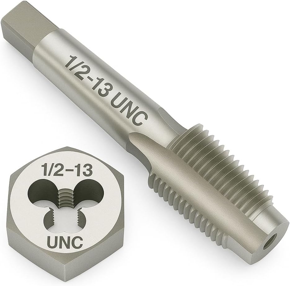 1"-8 Thread Tap and Die Set HSS Tap with GCr15 Alloy Steel Hex Die Right Hand Thread Repair Tool for Metalworking and Machinery