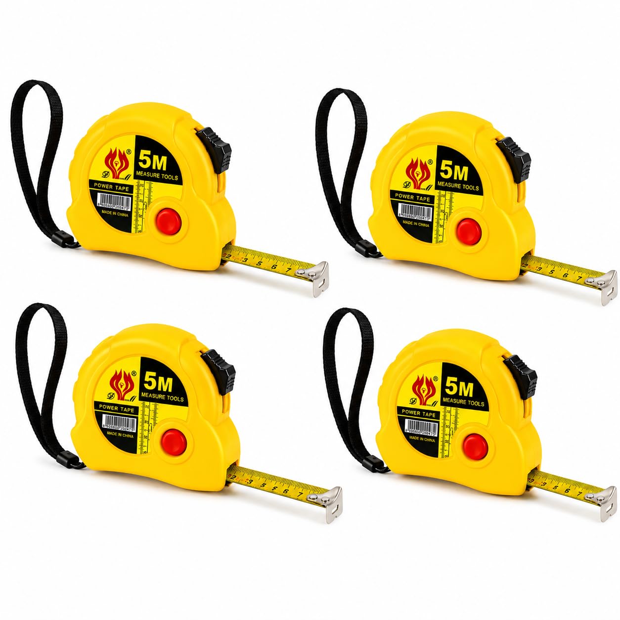 5M Measuring Tape | Heavy Duty Steel Measuring Tape with Lock Button & Wrist Strap | Retractable Measuring Scale for Home, Carpenter, Construction, Woodworking & DIY (Pack Of 4)-picture-26