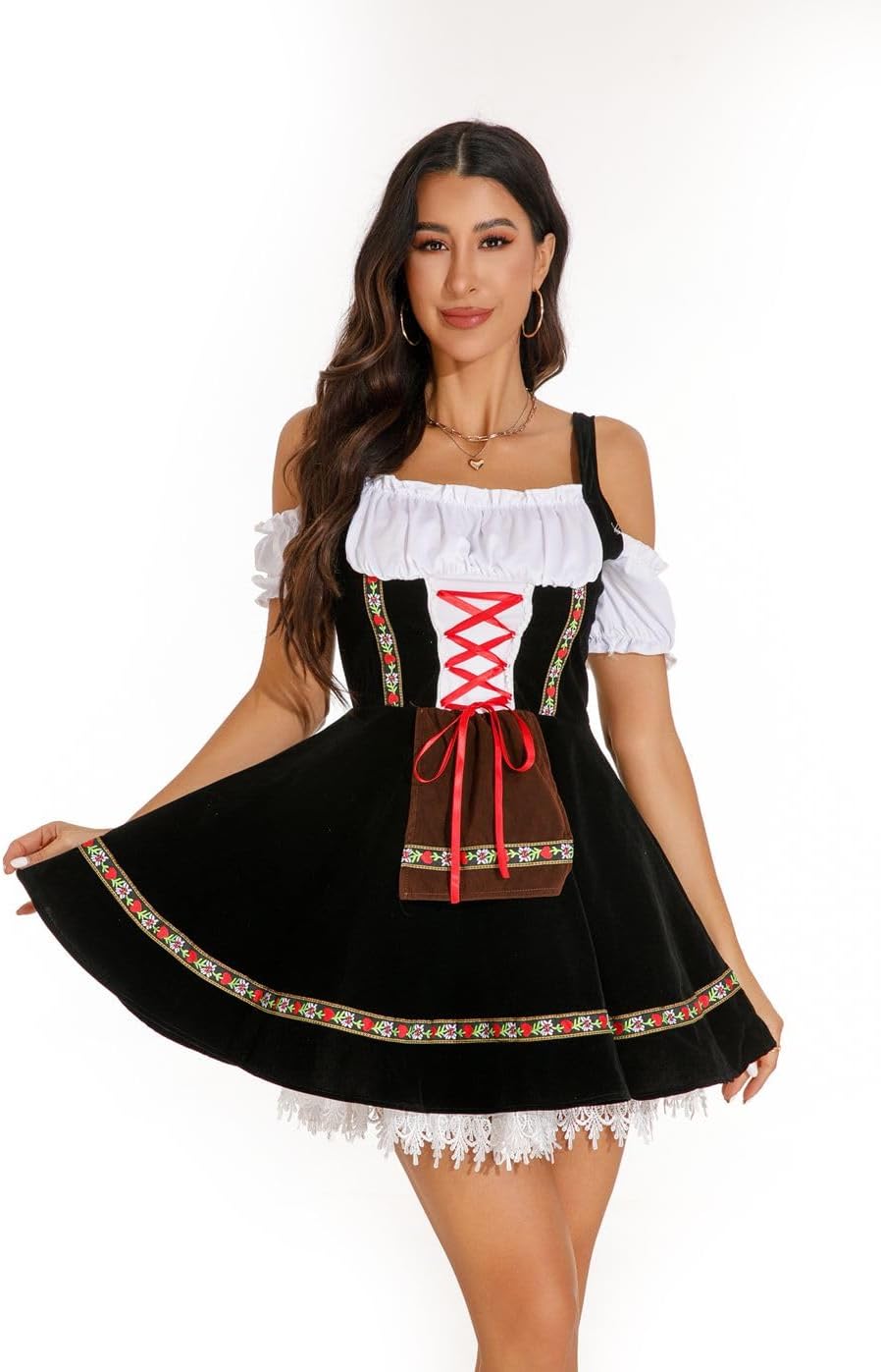 Oktoberfest Costumes Women Velvet Off Shoulder German Oktoberfest Dress for Halloween Carnival October Festival Costume - Image 5