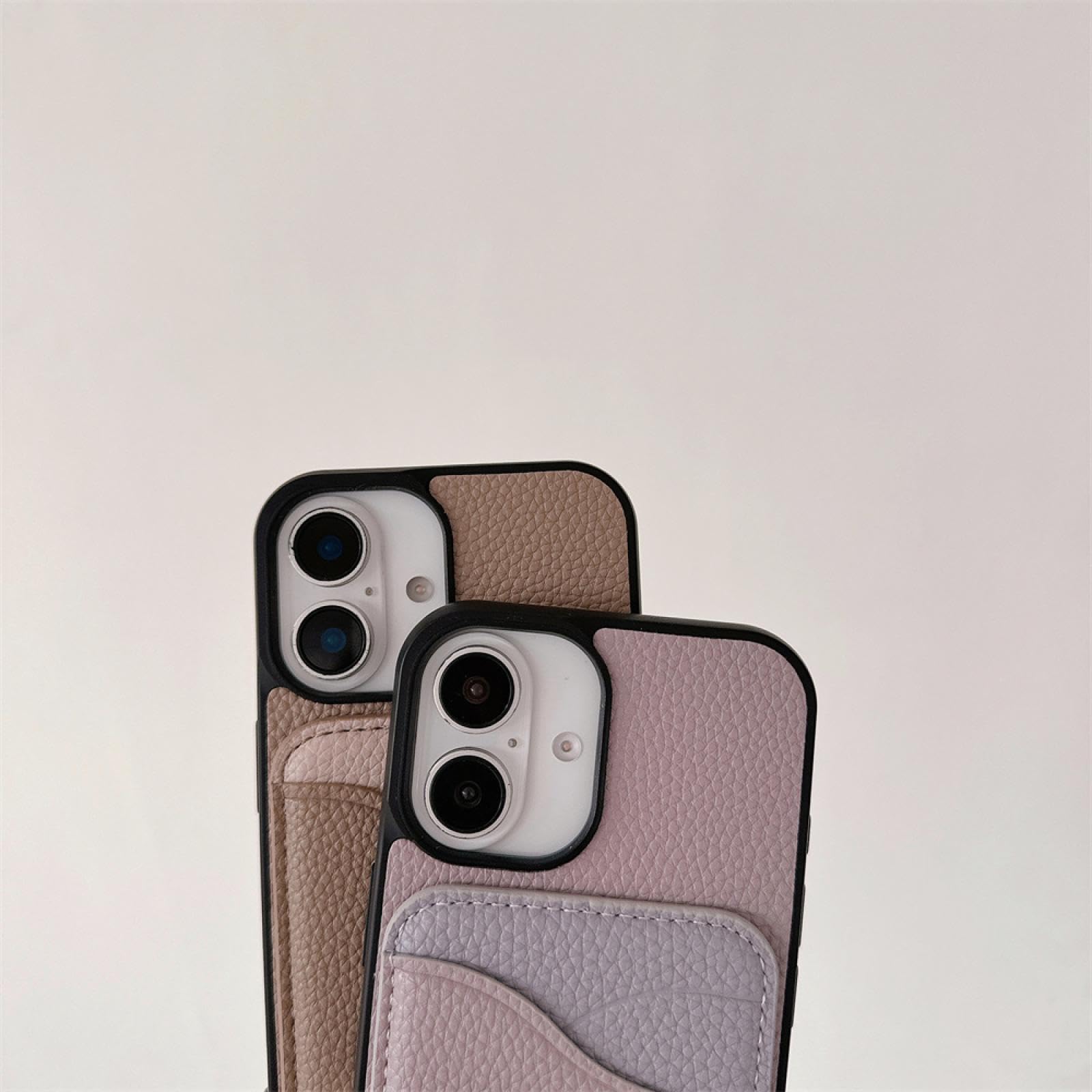 Custodia protettiva in pelle con cordino a tracolla per iPhone 13, con scomparti per carte di credito (per iPhone 13/cachi)