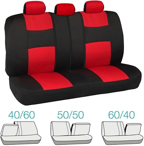 Miniatura 4 de Fundas de asiento de polietileno con alfombrillas de goma de doble acento Negro  rojo