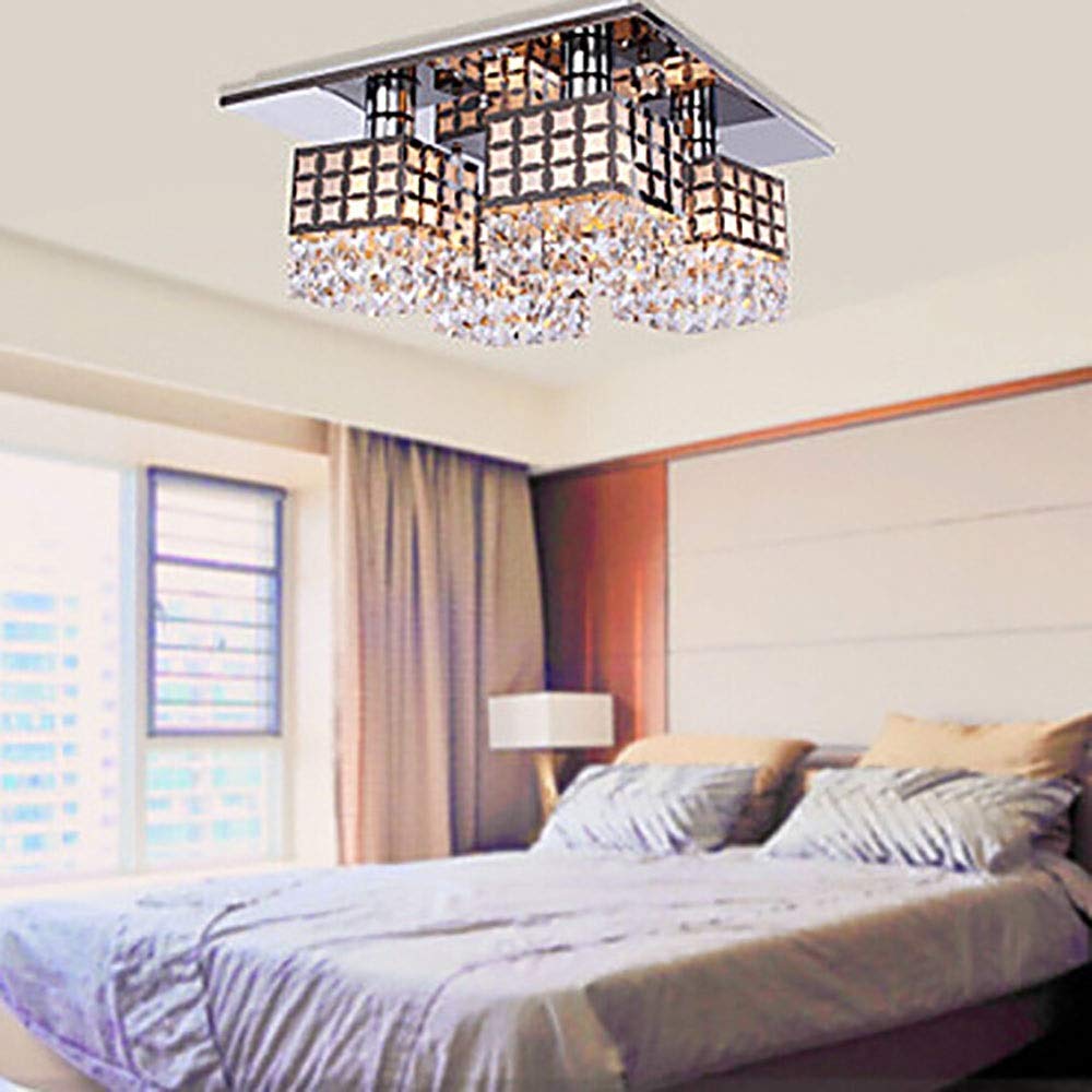 Lustre en cristal LED moderne en acier inoxydable pour salon et chambre