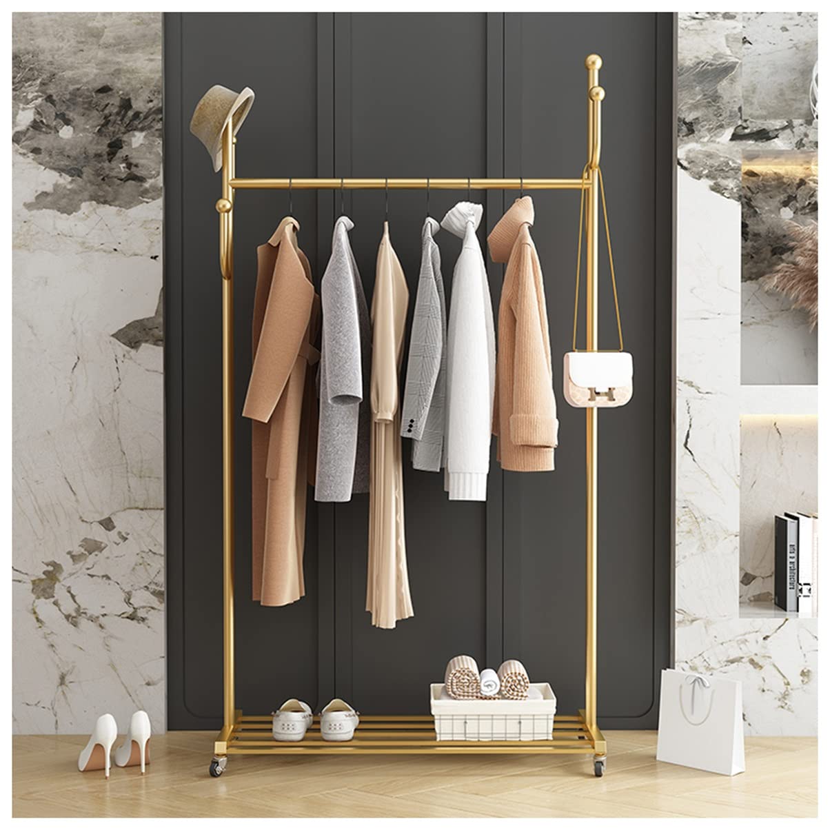 キャスター付きメタル製ハンガーラック キャスター付きメタル製ハンガーラック