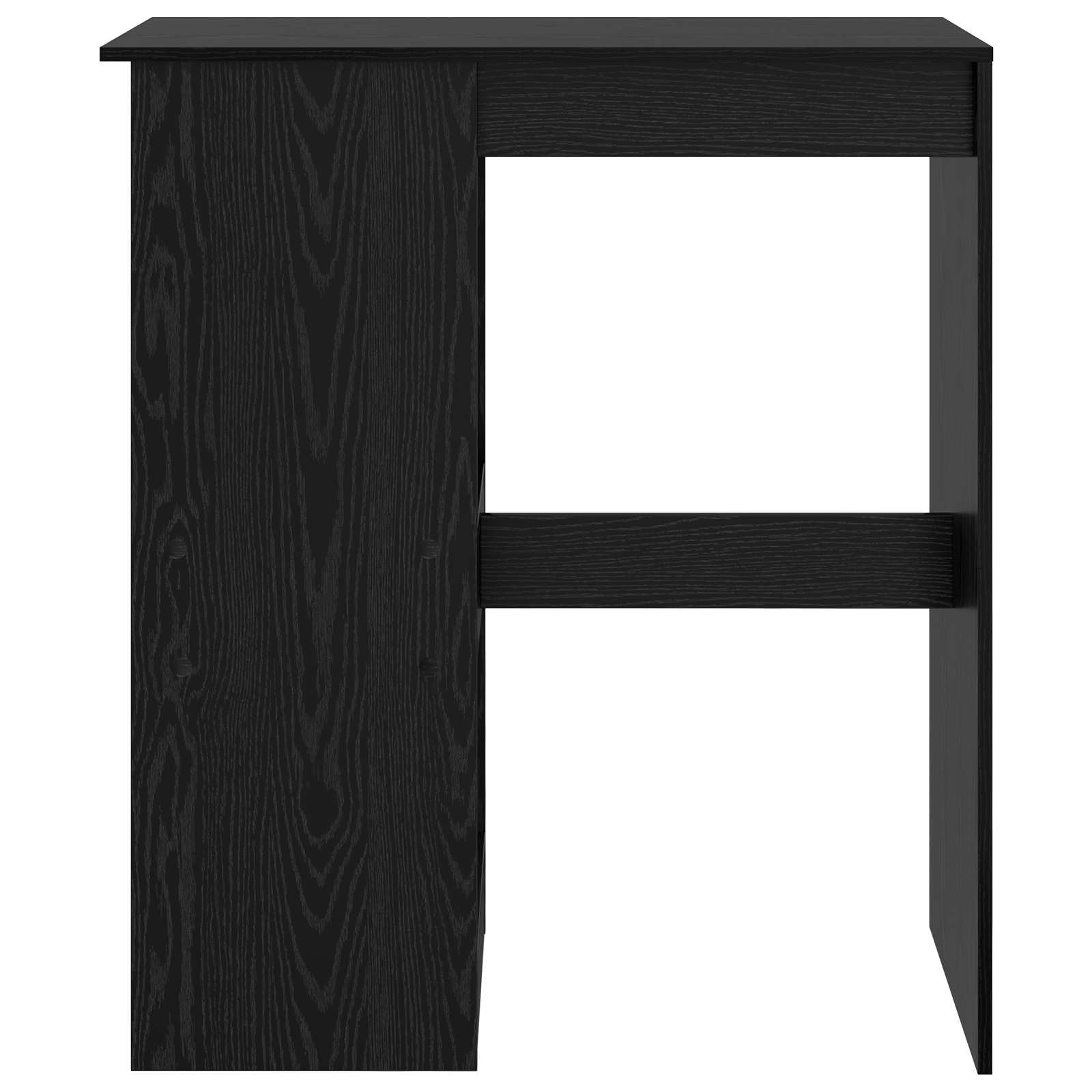 Stół barowy z regałem, kolor czarny, imitacja dębu, 90 x 47,5 x 103,5 cm, materiał drewnopochodny do kuchni, jadalni, blat meblowy, jako rozwiązanie oszczędzające miejsce