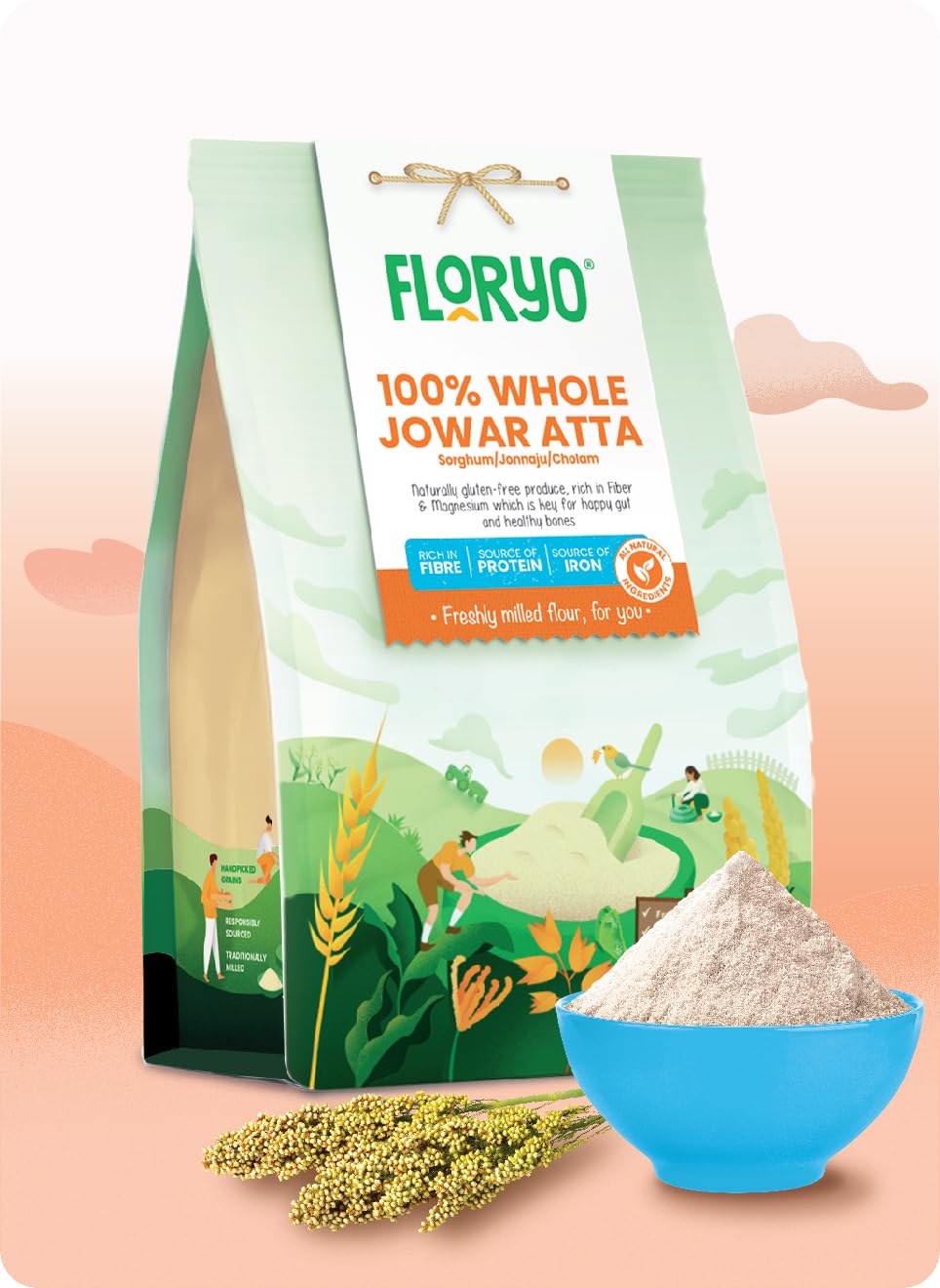 Floryo 100% Pure Whole Jowar Atta/Cholam(Sorghum Flour) | 1 kg Pack | Freshly Milled After Order | Naturally Gluten-Free Flour | Rich in Protein & Fibre | No Preservatives | 45-Days Shelf Life (B0BVQSGDZK) Amazon Price History, Amazon Price Tracker