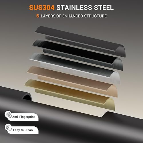 Miniatura 8 de DAYONE DAY-CR0013 - Grifo de cocina de acero inoxidable negro con dispensador de jabón, 3 modos, grifo de cocina negro gris con rociador desplegable