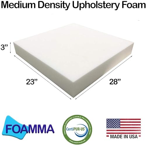 Miniatura 8 de Foamma Espuma de alta densidad de espuma para tapicería de 2 x 23 x 28 pulgadas (cojín cuadrado de espuma para sillas de comedor, reemplazo de cojín