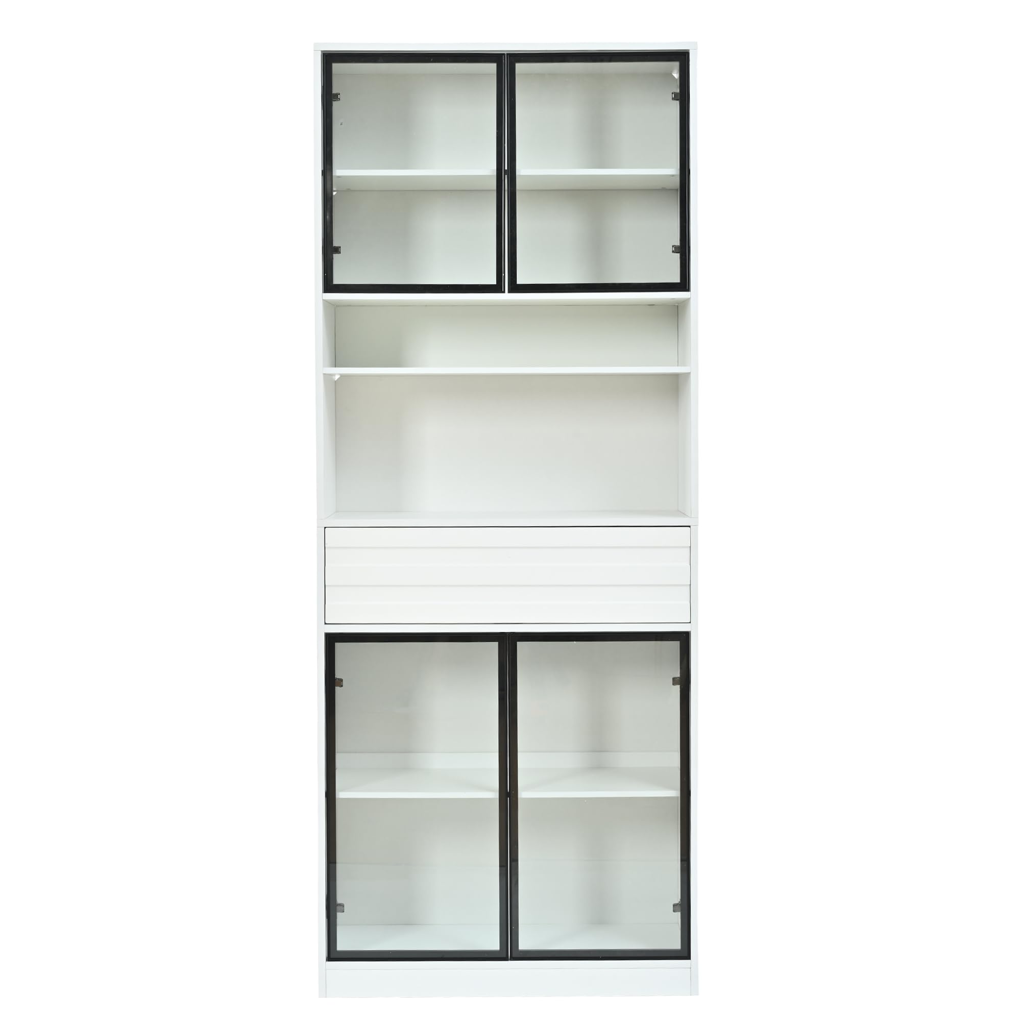 Vetrina da 80 x 35 x 200 cm, in MDF, libreria con 4 ante in vetro