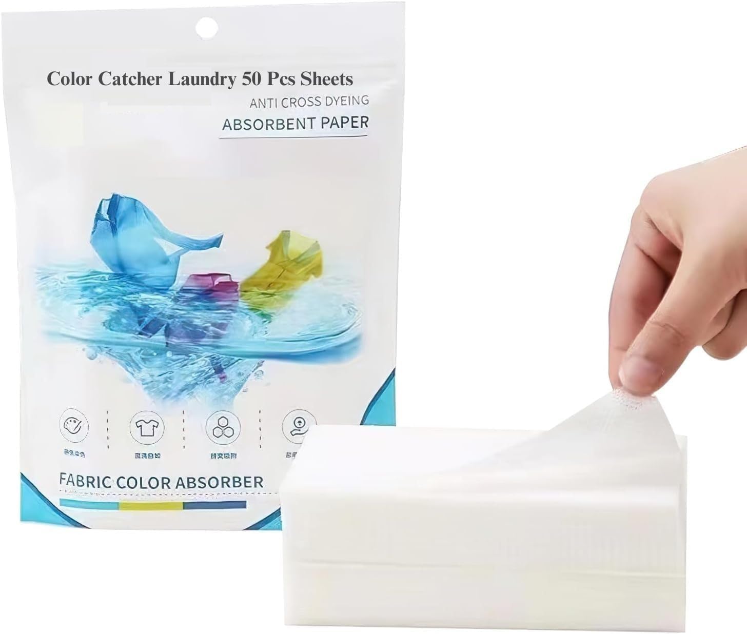JENICO WORLD 50PCS Clothes Color Absorb Tisse for Washing Machine | Colour & Dirt Catcher anti-String Dyeing Laundry Paper Color Absorption Paper Wipe-picture-21