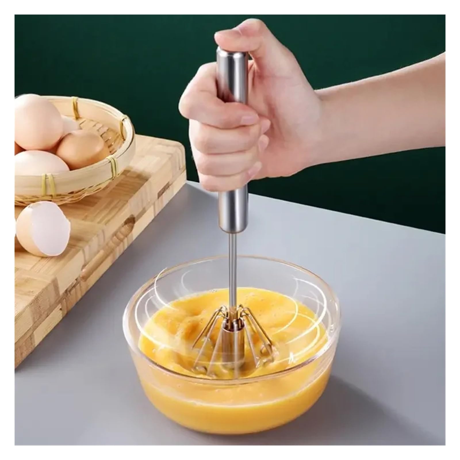Batidor De Huevos SemiautomáTico Batidor semiautomático de acero inoxidable de 3 piezas