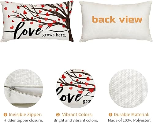 Miniatura 6 de AACORS AA301-12 - Funda de almohada para el día de San Valentín, 12 x 20 pulgadas, diseño de corazones de árbol Love Grows Here Decor Holiday Home