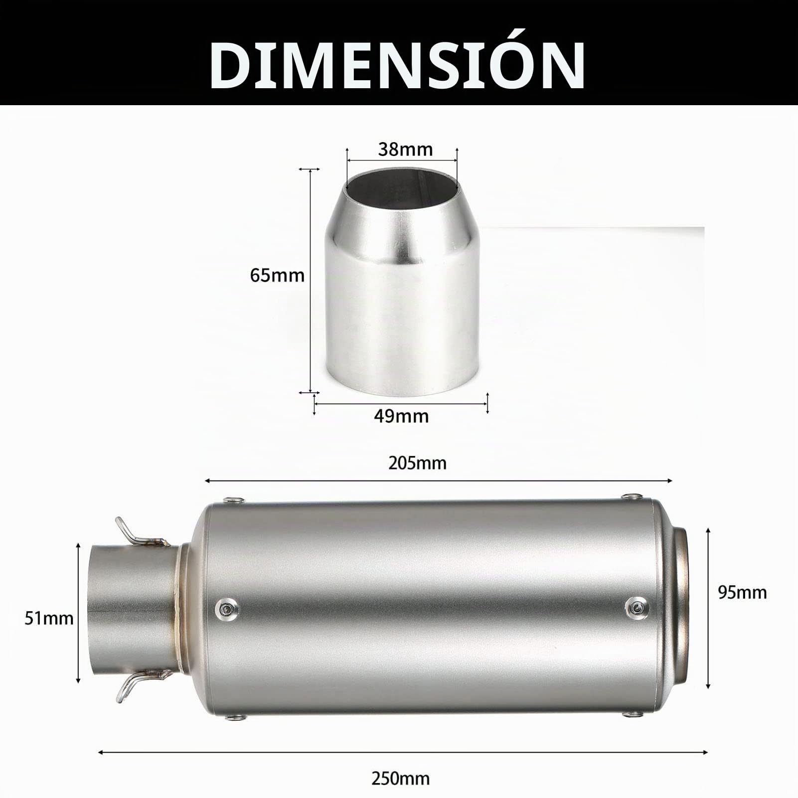 Silenciador de Tubo de Escape Universal para Motocicleta de 38-51mm Apto para Motocicletas ATV