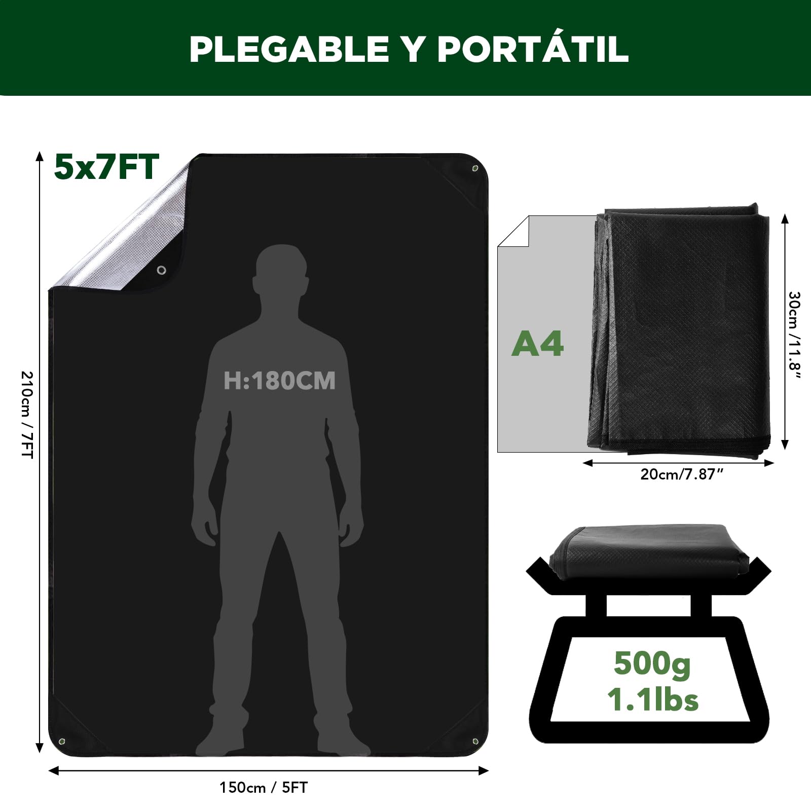 EASTSTORM Manta de Emergencia Pesada 7x5 pies, Bolsa Gruesa de Supervivencia Reutilizable, Lona Reflectante Impermeable Tres Capas para Acampar