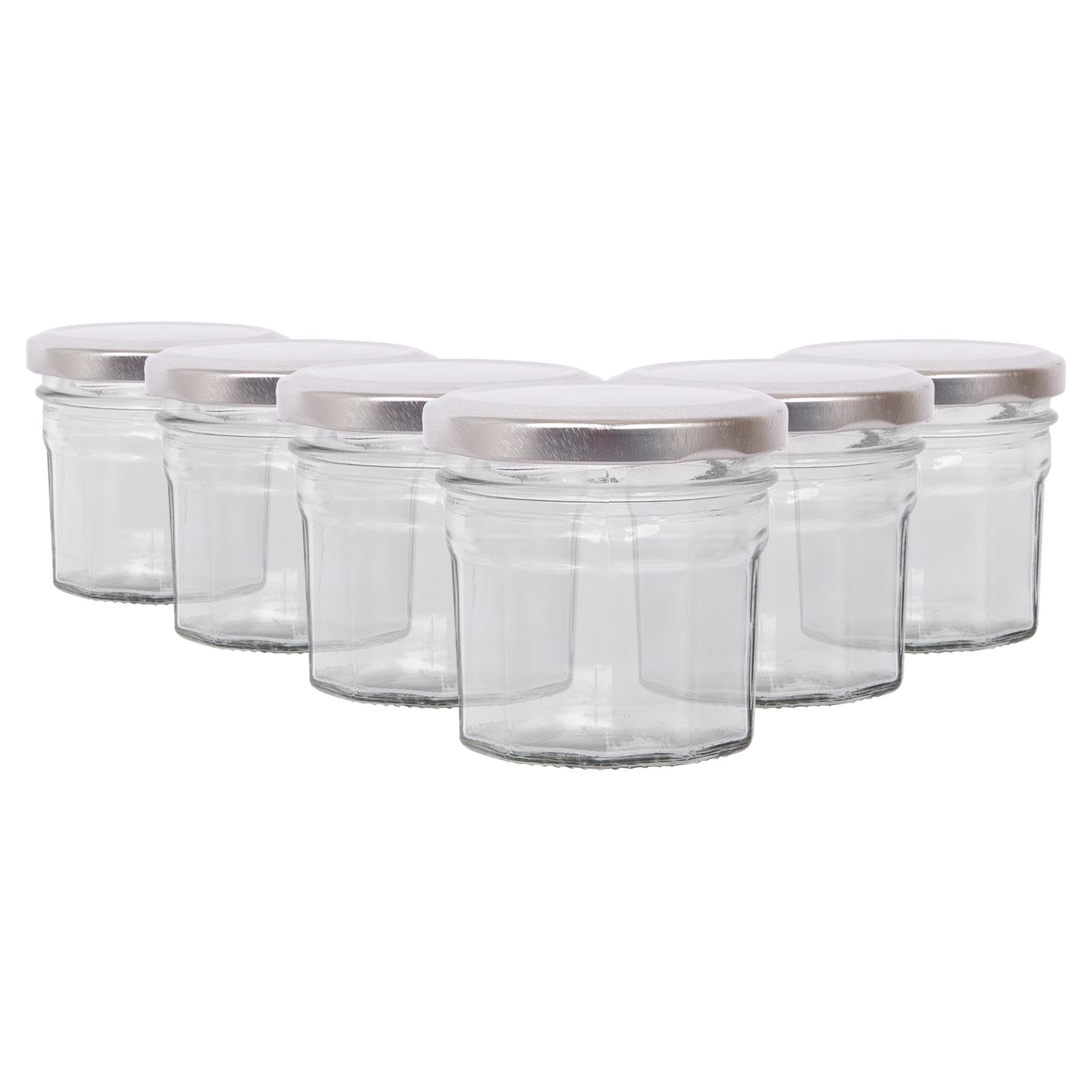 Argon Tableware 90ml Glass Jam Jars with Silver Lids - Pack of 6