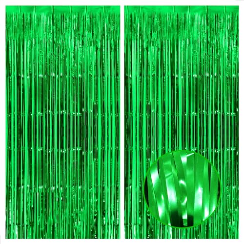 KatchOn, Green Streamers Party Decorations - Pack of 2 | Fringe Backdrop Curtain for Dinosaur Birthday or Fiesta | Graduation Decorations 2025 | Party Supplies for Green Birthday Decorations