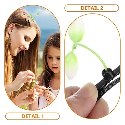Miniatura 3 de 60 piezas de joyería para el cabello, accesorios divertidos para el cabello, horquillas para el cabello de plantas verdes, pasadores para brotes,