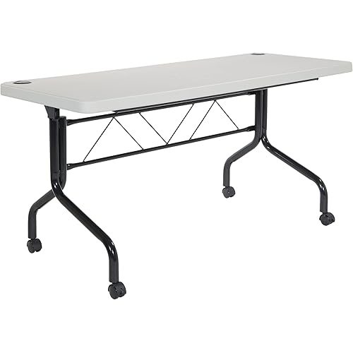 Office Star Resin Multipurpose Flip Training Table with Locking Casters for Home or Office Use, 5 Feet