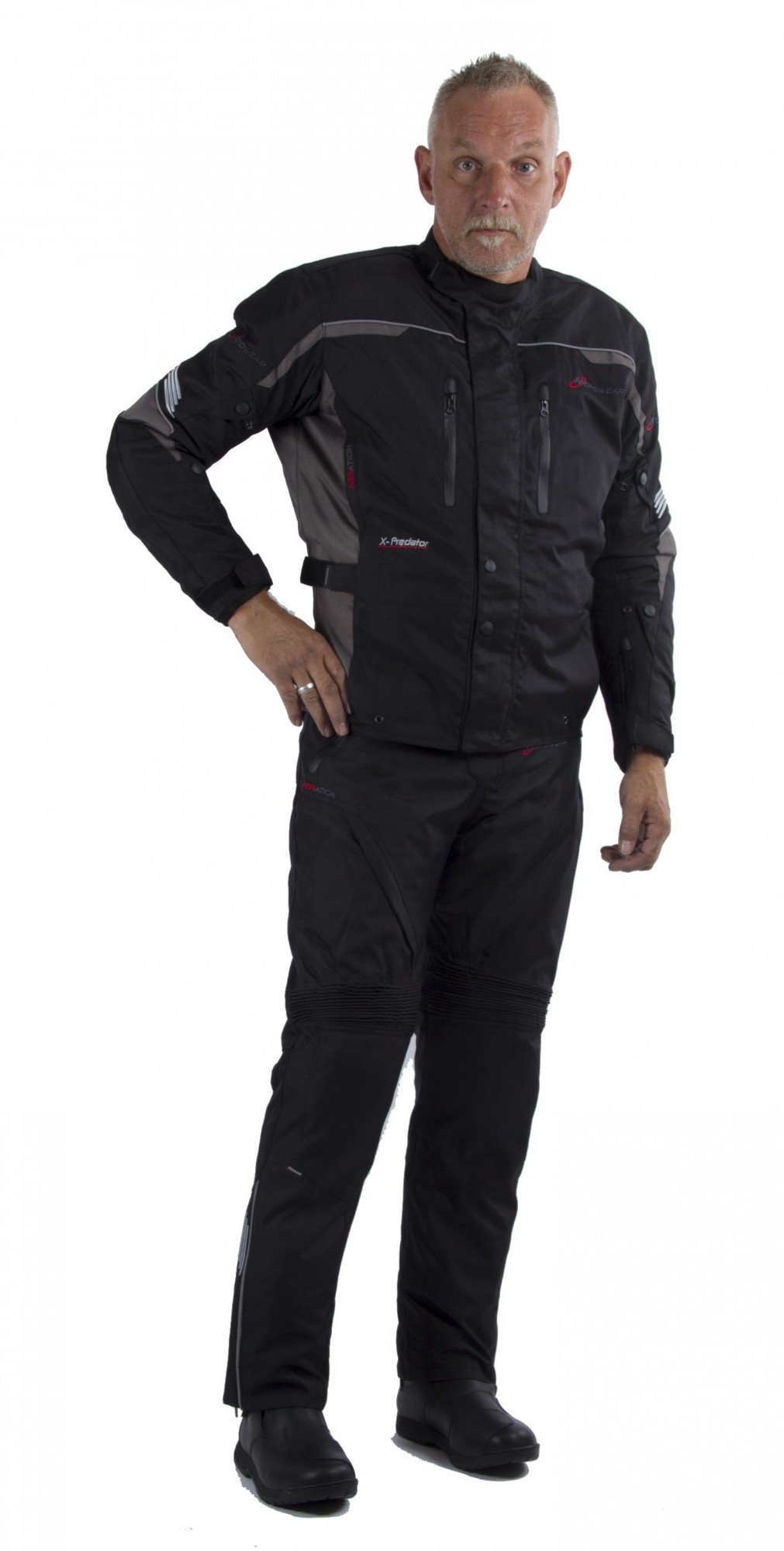 Motowear Motorradkombi P2 Textil - Wasserdicht, Atmungsaktiv, Schwarz, Unisex, One Size