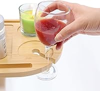 Vista 8 de Mesa de Bandeja Giratoria de 360° para Sofá con Brazos - Mesa Lateral Ajustable en Altura para Cama o Silla con Ranuras para Teléfono y Tablet, Mesa