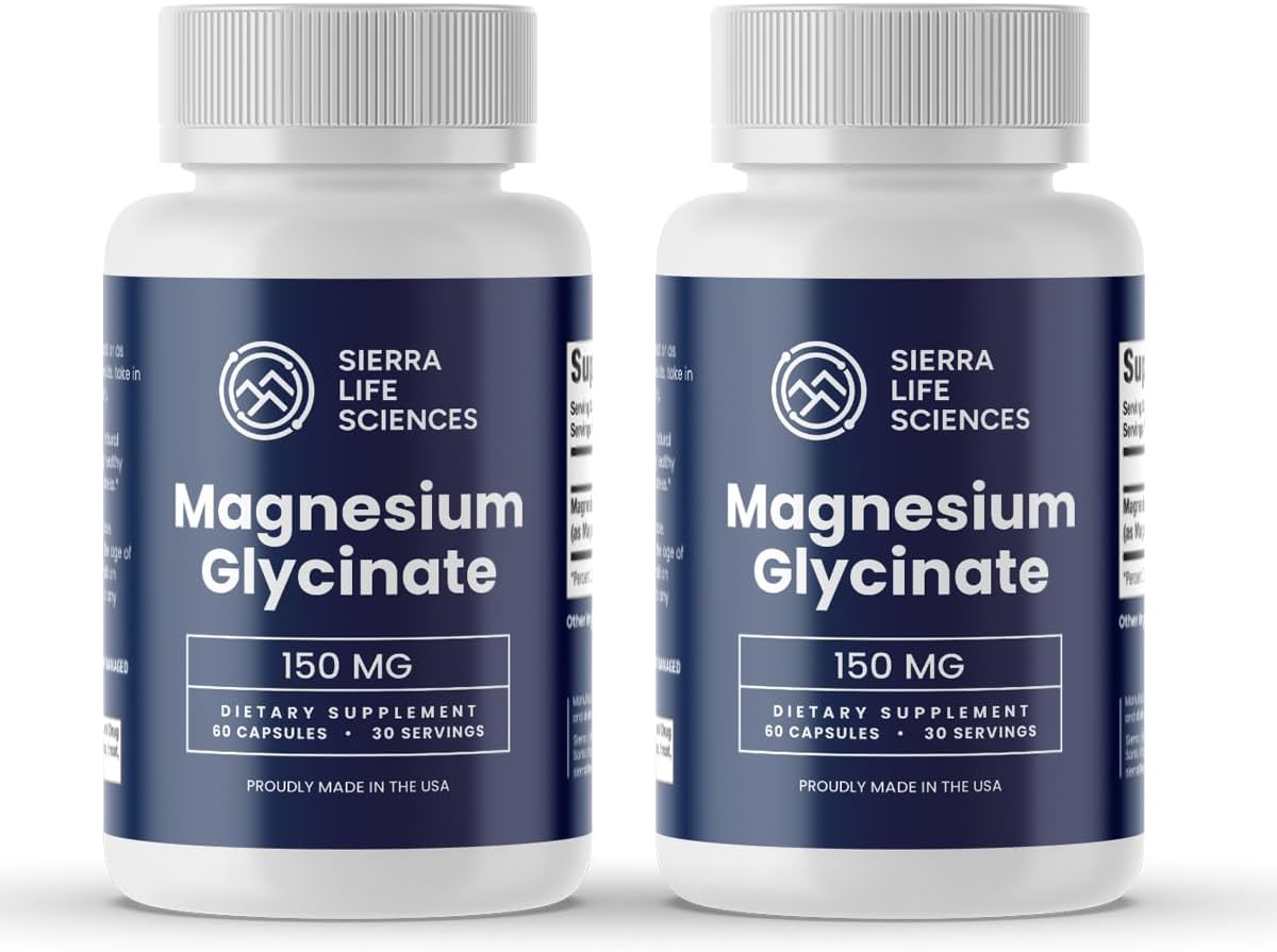 Magnesium Glycinate 150mg | High Absorption Chelated Magnesium Supplement | Non-GMO, Vegan, Made in USA | (2-Pack)