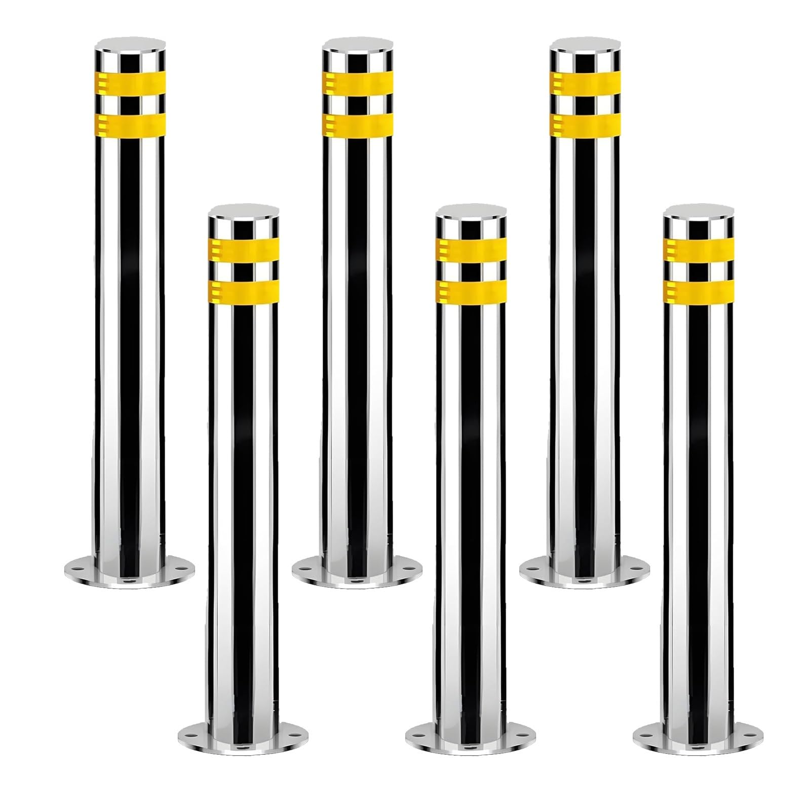 HCZKIUJY Stainless Safety Bollard, Fixed Security Post Bollard, Parking Barrier Safety Bollard, Stainless Steel Parking Bollards For Driveway, Industrial Safety Bollards (60CM 6pcs)