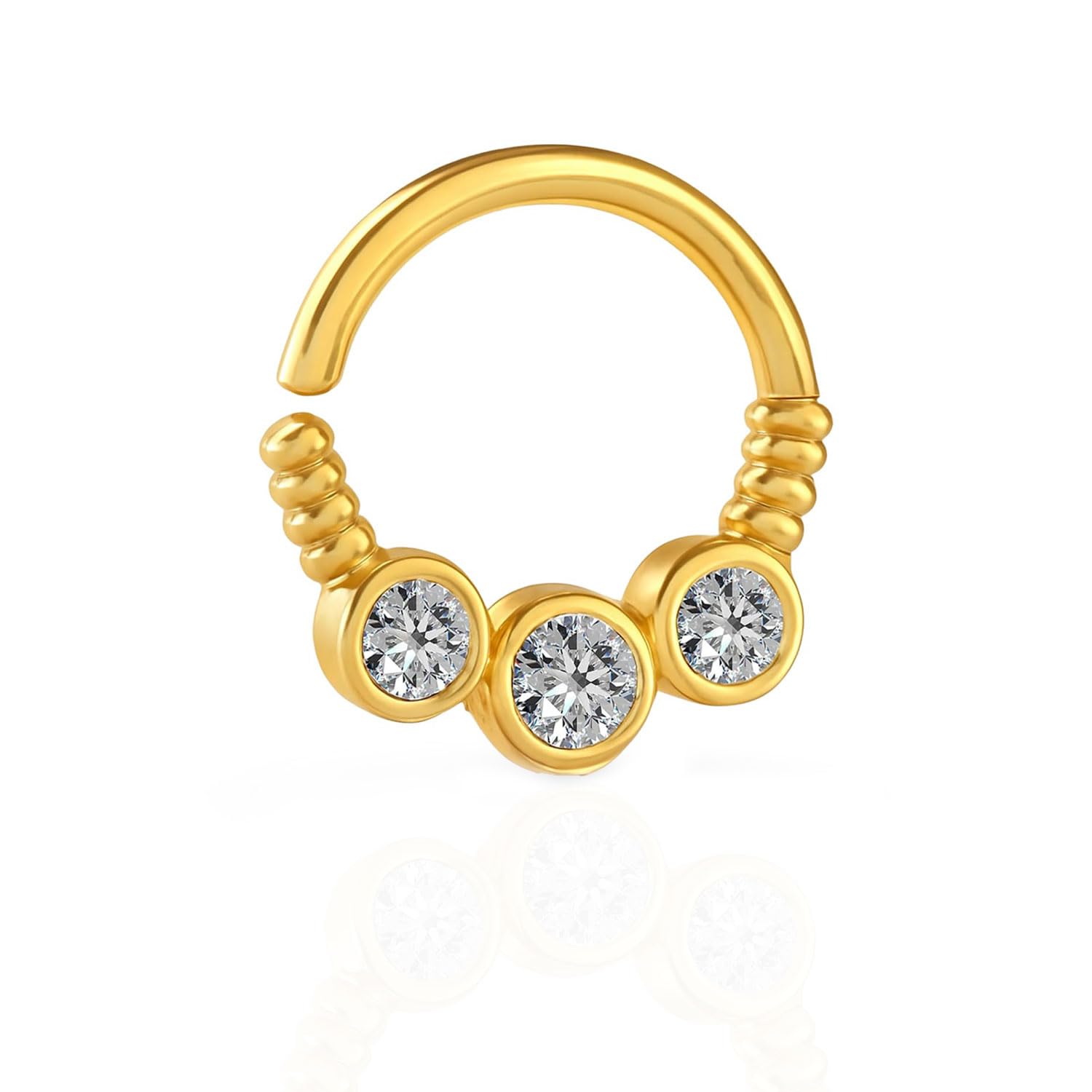 vama FASHIONS 18K Plated Anti Tarnish Clip On Nose Ring Piercing Nath White Crystal Stones Lightweight Hypoallergenic Nosering Nose Pin Girls-picture-26