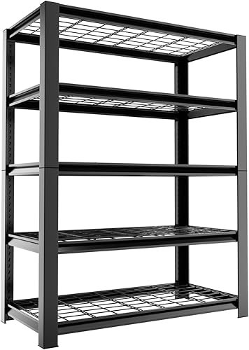 Estantería de garaje de 5 niveles, estantes de almacenamiento resistentes, estantes de metal ajustables de 72 pulgadas para sótano de garaje,