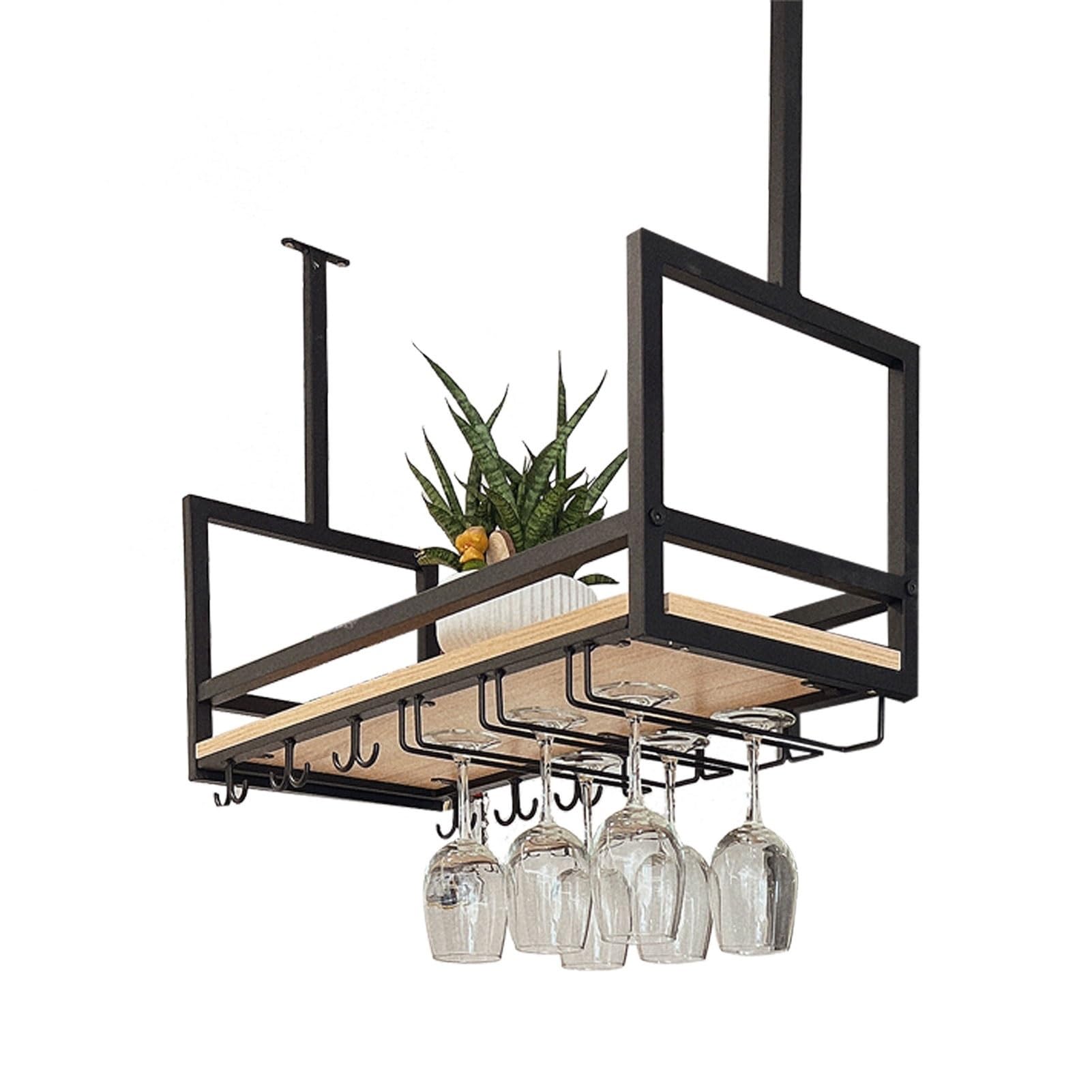 Étagère à verres à vin décorative au plafond au design vintage