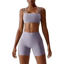ABOCIW Workout Sets for Women 2 Piece Twist Front Halter Sports Bras High Waist Biker Shorts Exercise Gym Yoga Outfit