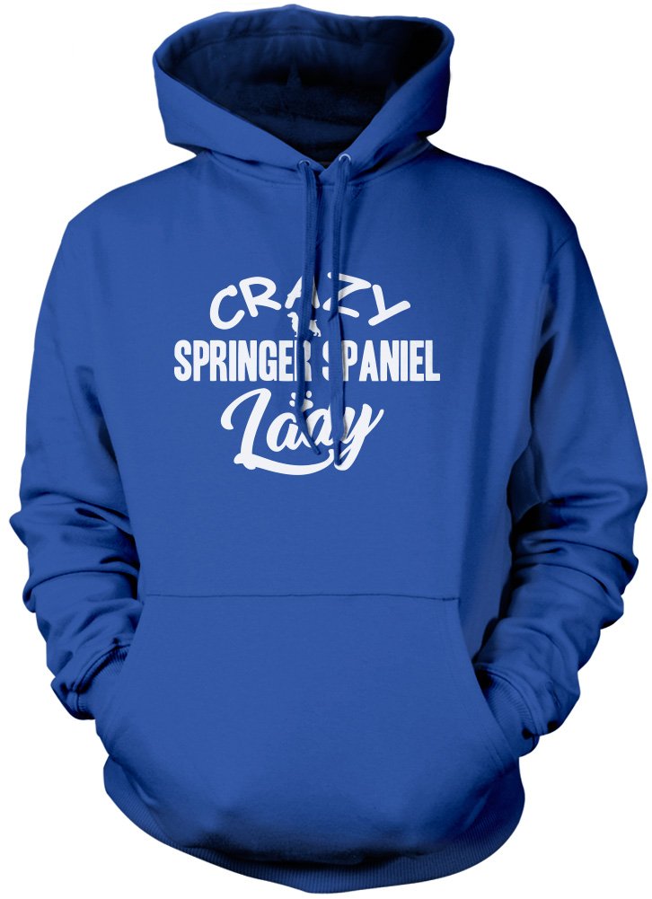 Hotscamp Boys Blue Crazy Springer Spaniel Lady Unisex Hoodie - Large