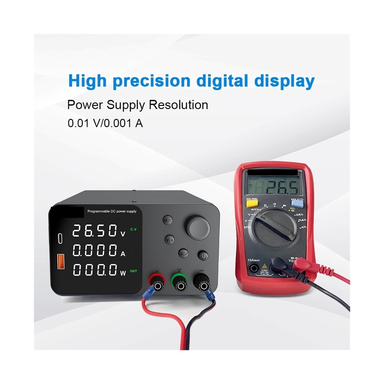 Fuente de alimentación variable, Fuente De Alimentación Laboratorio 30V 10A Con Carga Rápida USB Corriente Voltaje Regulable 5A 60V 120V 3A CC(TPS3010 White)