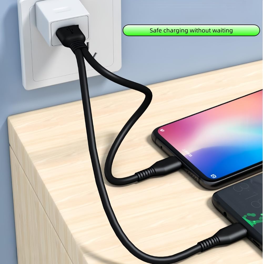 Cable divisor USB C dual, cable de carga USB A a doble tipo C 2 en 1, extensión de dos puertos de 3 pies para múltiples dispositivos de carga simultánea