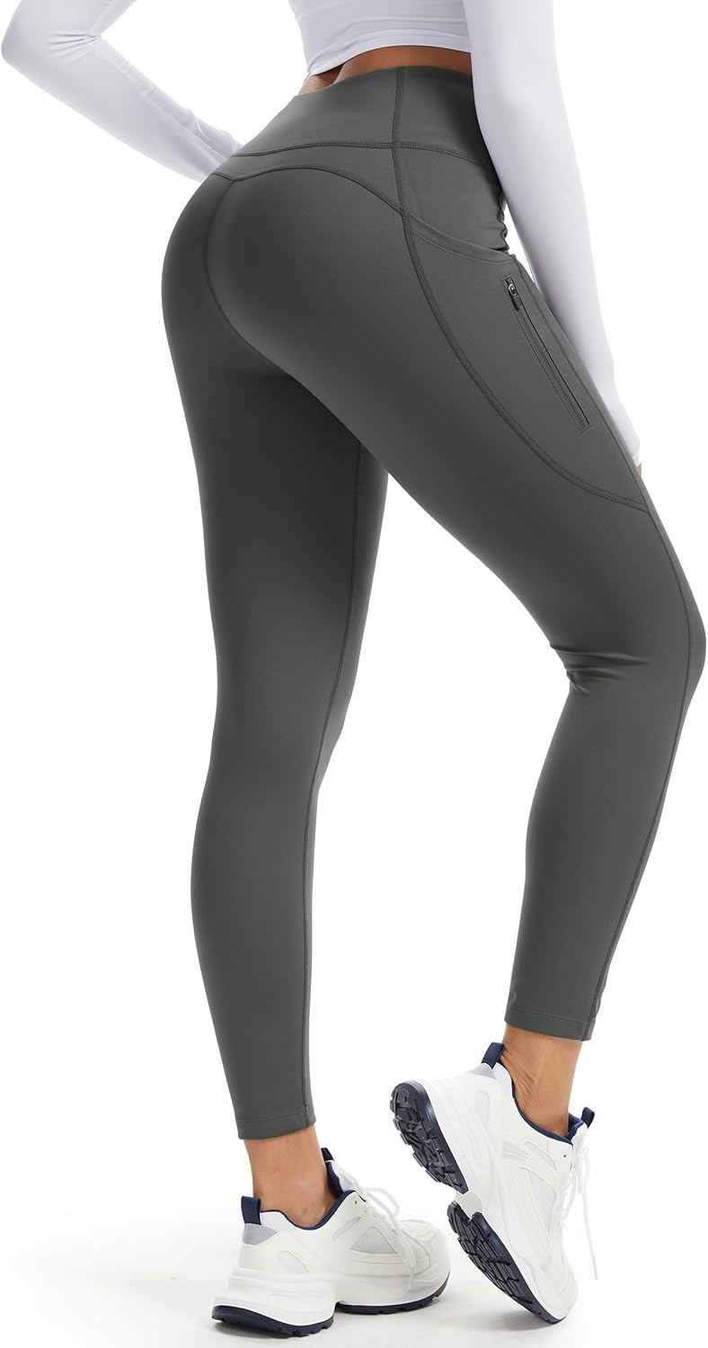 Tall Womens 32/34/36 Inseam Fleece Lined Leggings Thermal High Waisted Yoga Pants 3 Pockets Winter Warm Bottoms - Image 9