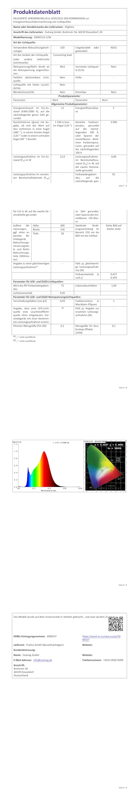 Klighten Lampada da specchio da bagno a LED, 40 cm, 12 W, IP44, da bagno, in alluminio, 60 LED, 1100 lumen, bianco caldo 3000 K, 40 cm
