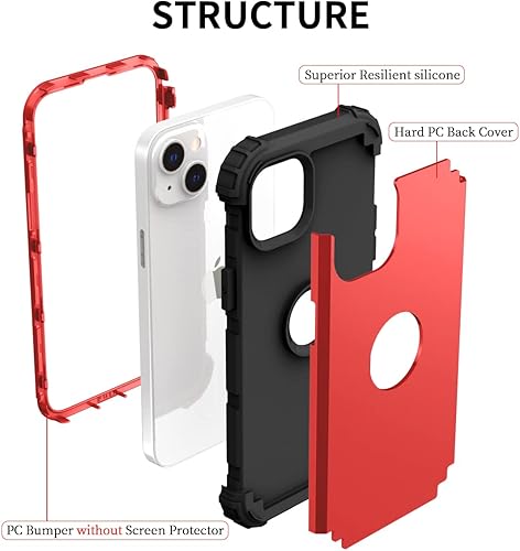 Miniatura 6 de Ankoe Funda para iPhone 14 Plus, resistente, protección contra caídas, policarbonato duro, silicona suave, combo híbrido de protección contra