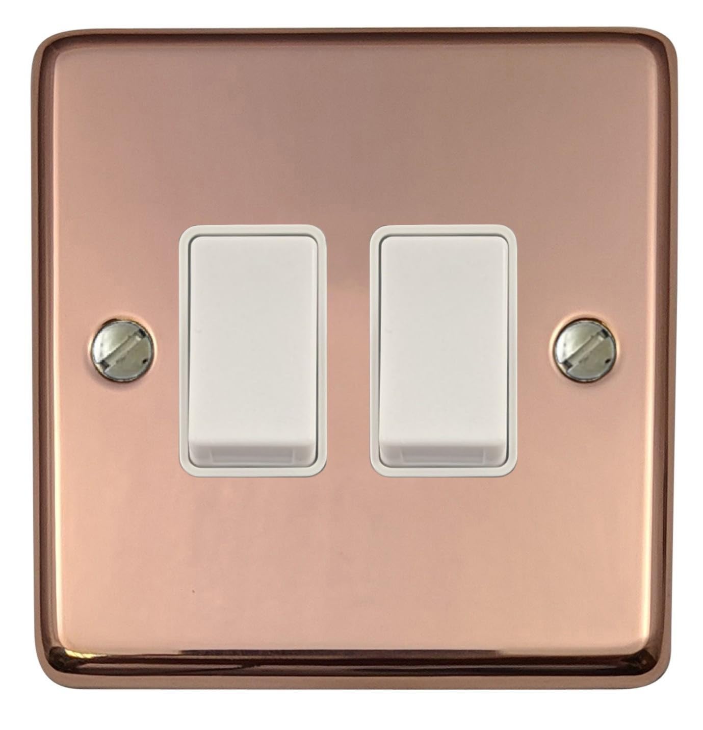 G&H Brassware Contour Bright Copper 2 Gang / Double Switch Cbc2w