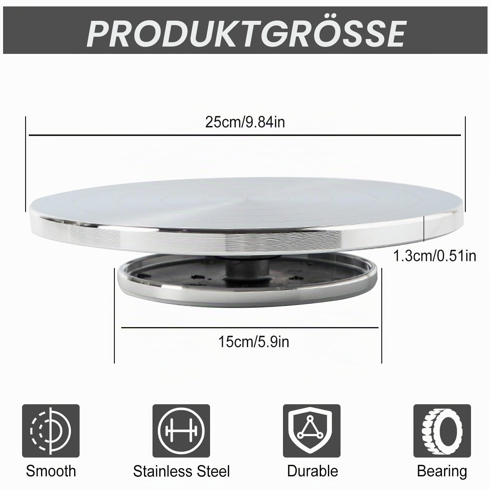Töpferscheibe, 25cm Aluminium Drehscheibe Craft Clay Drehteller, 360° Rotating & Non-Slip, Doppelseitiges Töpferrad, DIY Tonwerkzeuge Doppelseitige Kuchenkeramik-Drehscheibe für Keramik Ton Skulptur