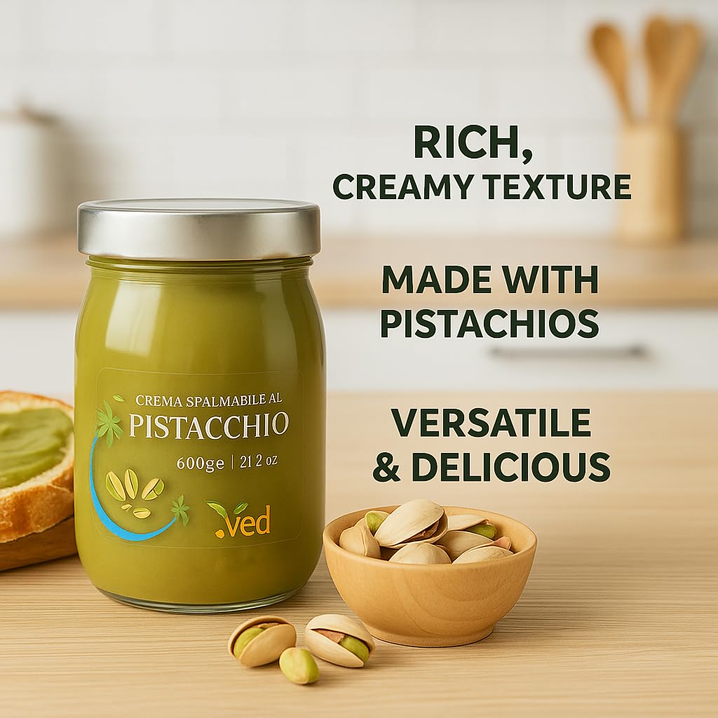 Beurre de pistache premium VED – Fabriqué en Italie | Clean Label, ingrédients naturels | Végétalien et sans gluten (600 g)