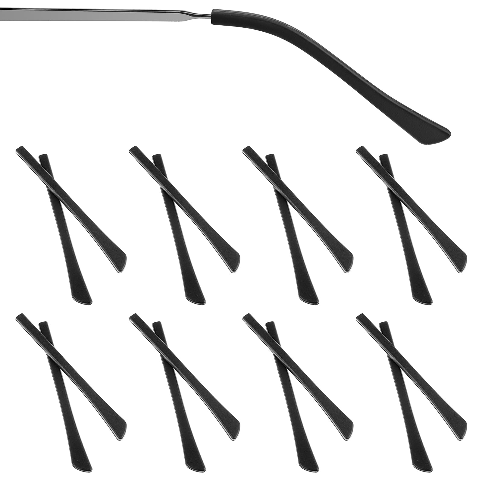 8 pares de fundas de silicona para gafas, patillas de goma para gafas, antideslizantes, para reparación de gafas, color negro