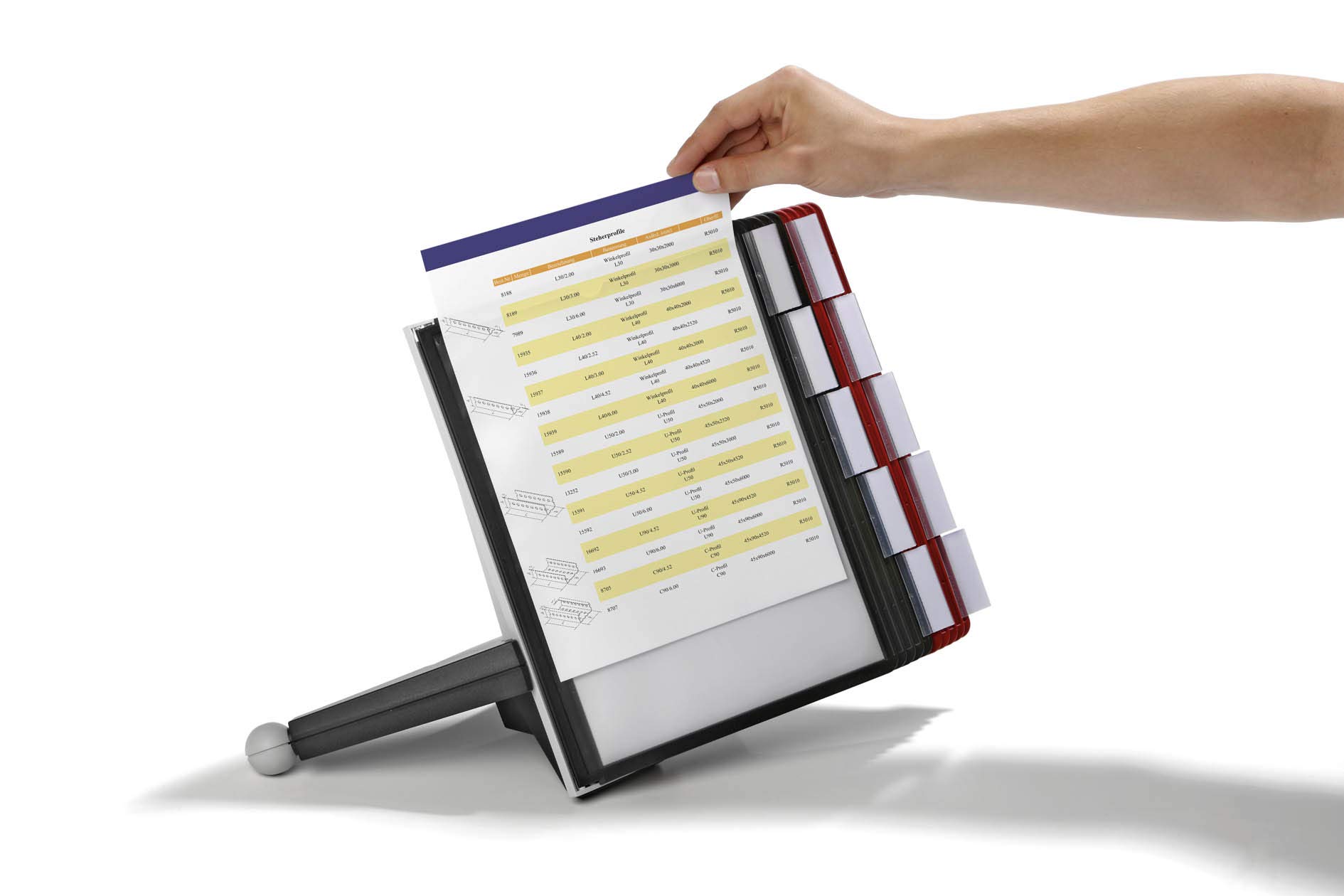 Durable Sichttafelsystem Sherpa Table mit 10 Sichttafeln, 1 Stück, schwarz/rot, 563200