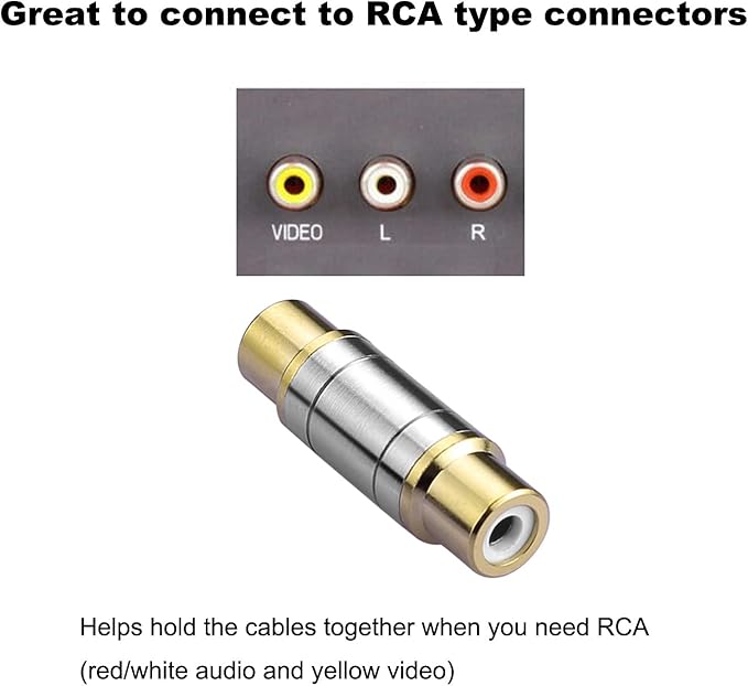 2 Pares Adaptador RCA Hembra a Hembra Chapado en Oro miniatura 4