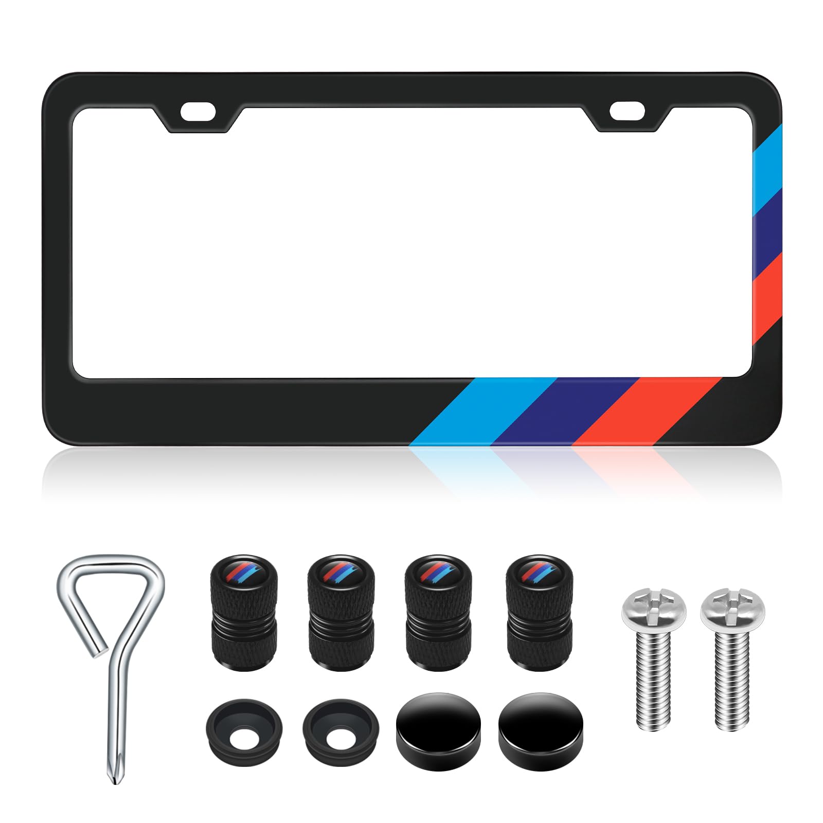 License Plate Frames for BMW Accessories Universal Solid Rust-Proof Aluminum Matte Black License Plate Cover for Front and Rear Car Tags (1 PC)
