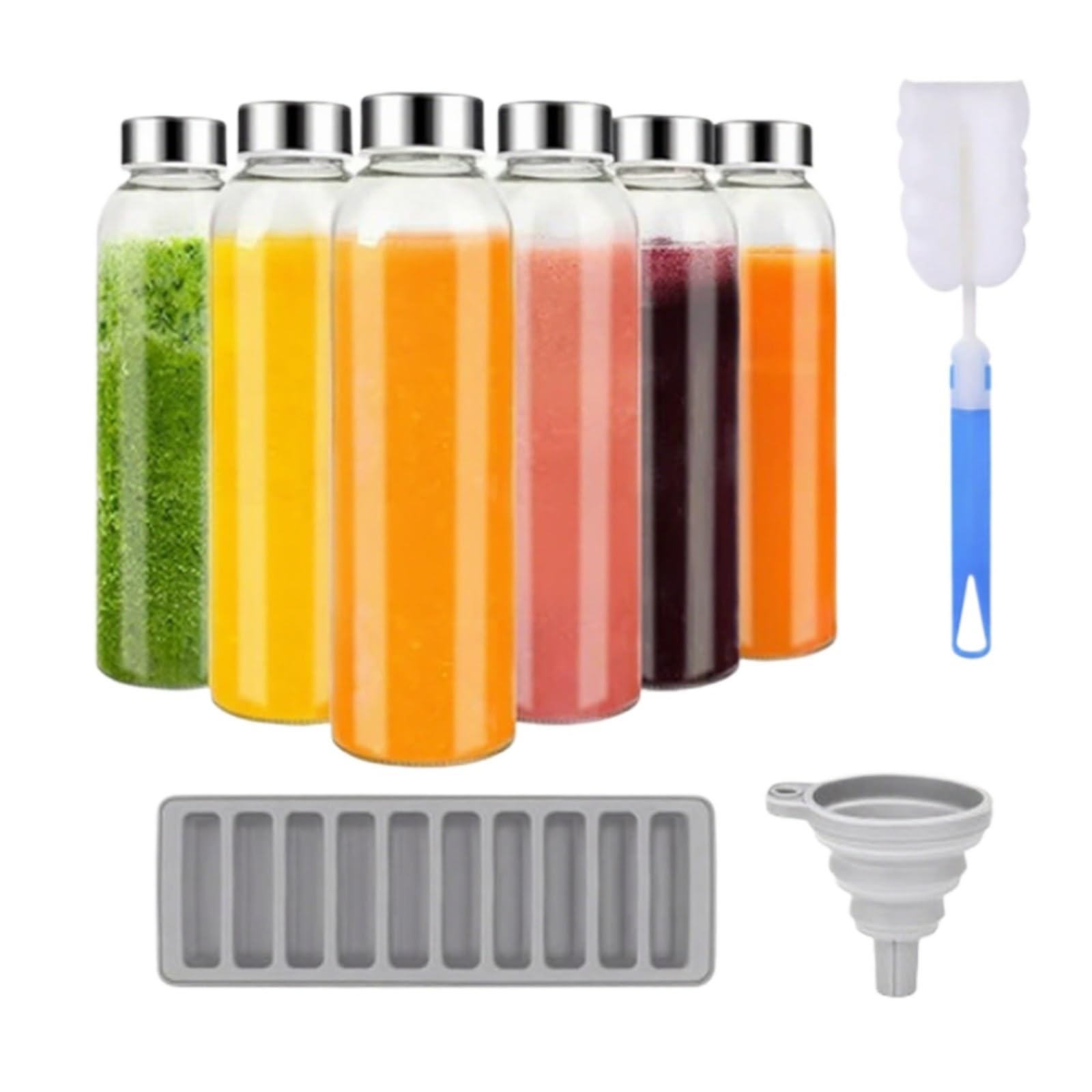 Szuflad Szafek Szklane Butelki Z Pokrywkami Wielokrotnego Użytku Do Soku Cold Brew Codziennego Porządku(6 pcs)